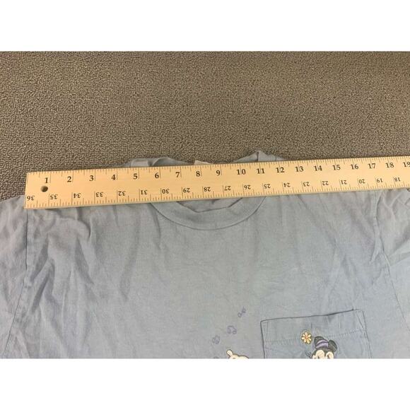 Vintage 90s Disney Store T Shirt Men M Blue Mickey Mouse Graphic Pocket Crewneck - Picture 6 of 10